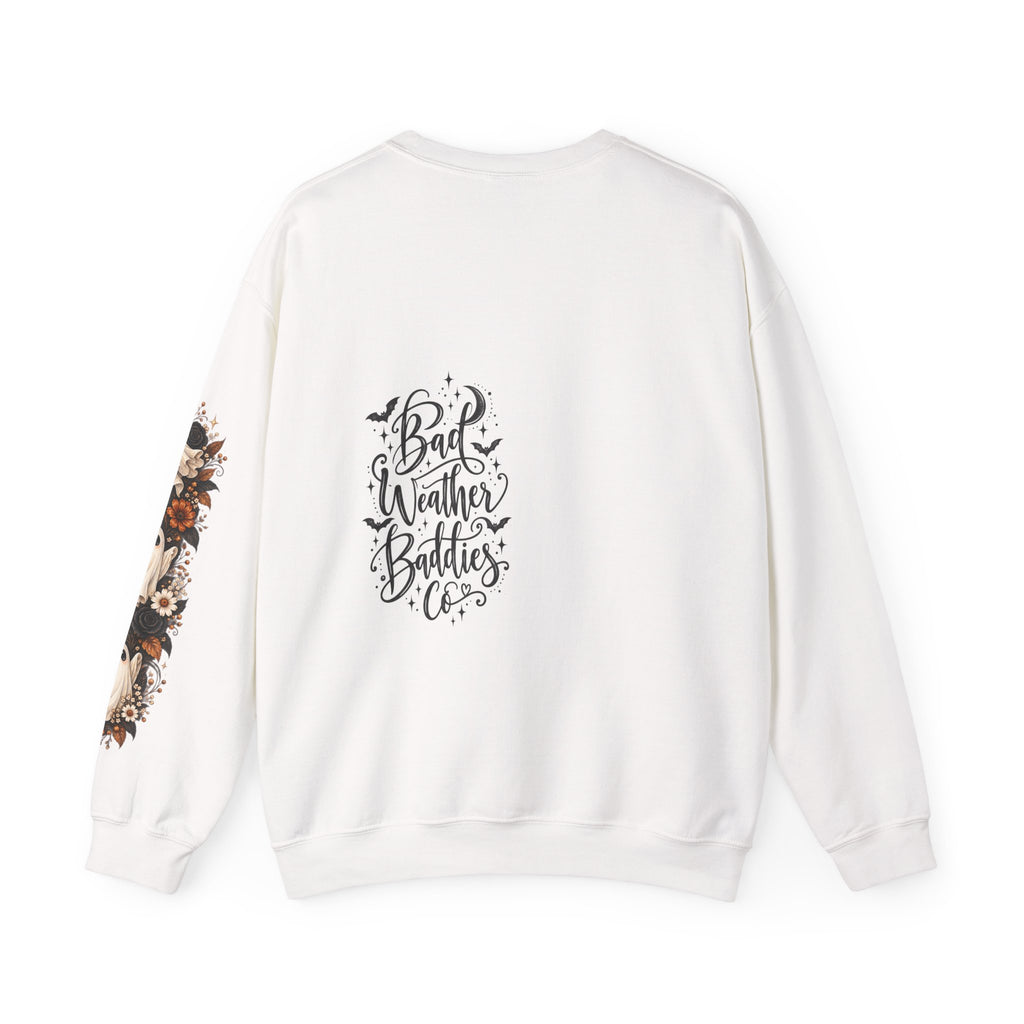 Unisex Autumn Ghost Floral Crewneck Sweatshirt With Spooky Fall Art