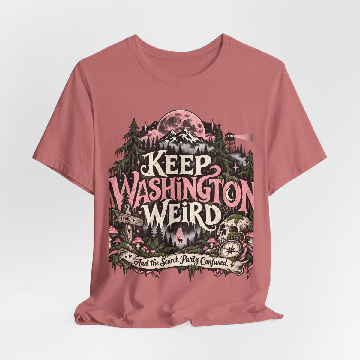 Keep Washington Weird Tee for PNW Cryptid Believers and Forest Wanderers