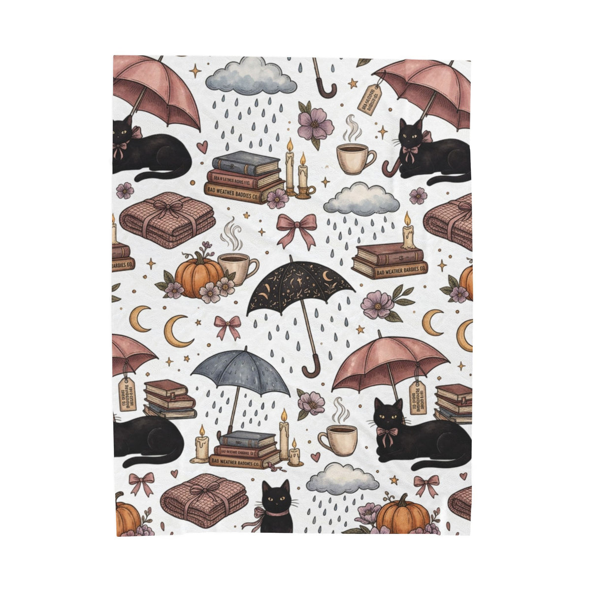 Witchy Black Cat Plush Blanket