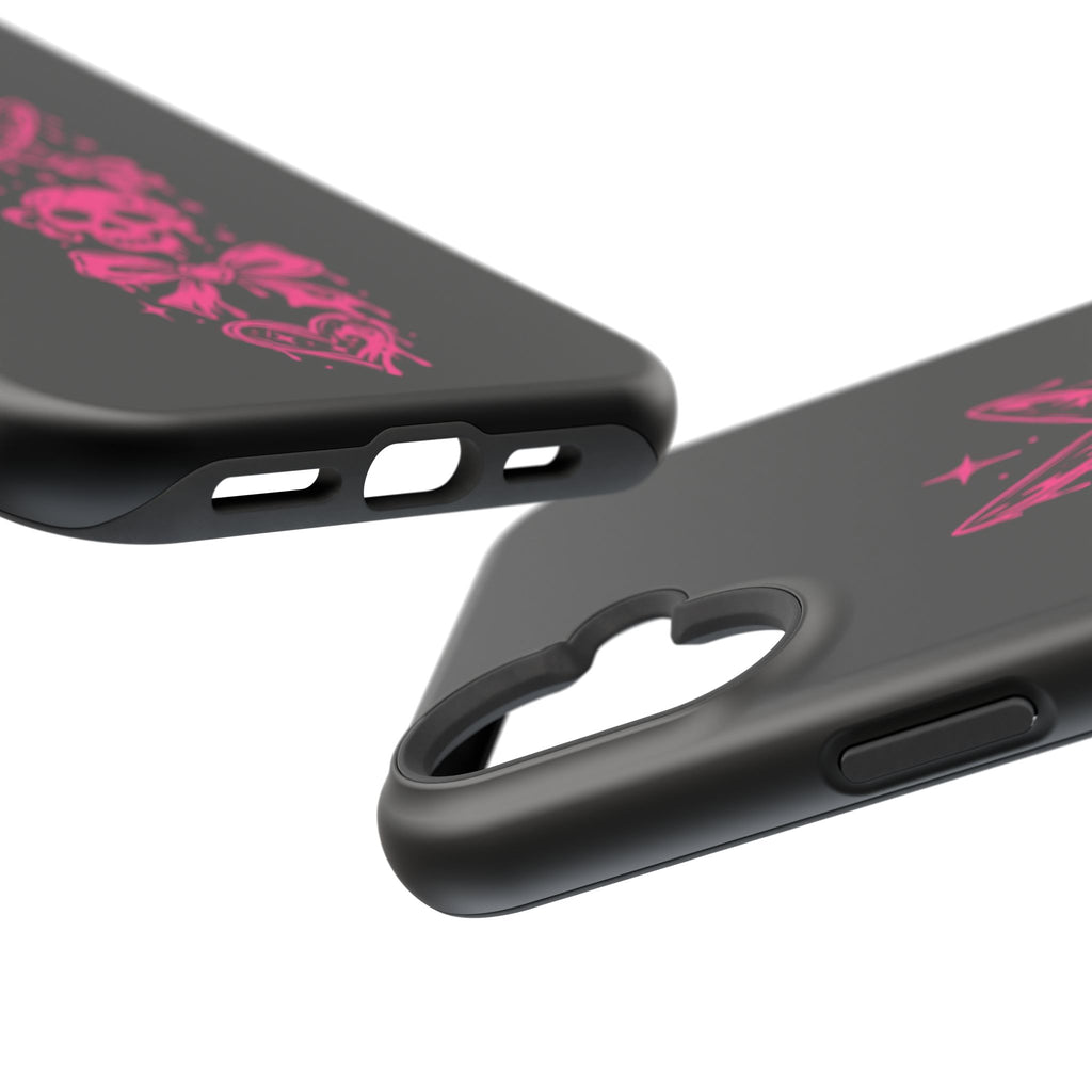 Pink Gothic Magnetic Impact Resistant Phone Case With Skull And Bows