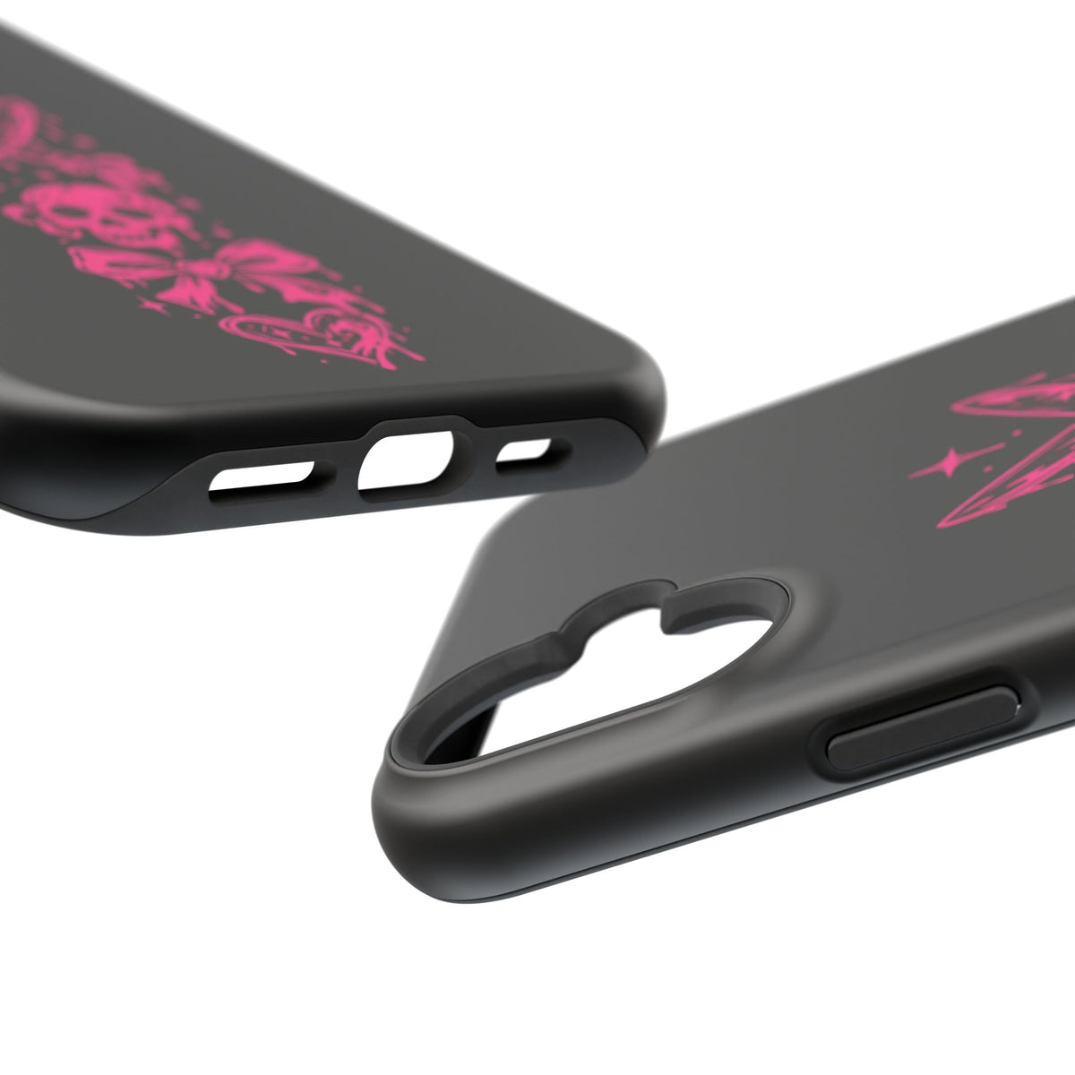 Pink Gothic Magnetic Impact Resistant Phone Case With Skull And Bows