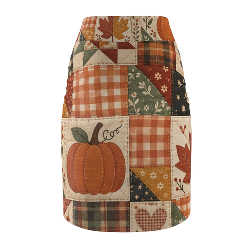 Faux Fall Patchwork Pencil Skirt