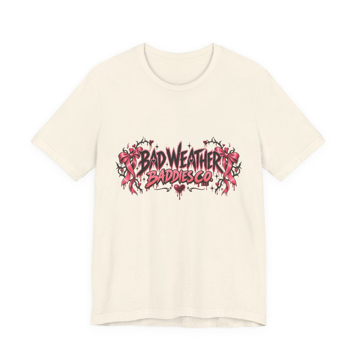 Bad Weather Baddies Co Gothic Pink Bow Signature Graphic Tee
