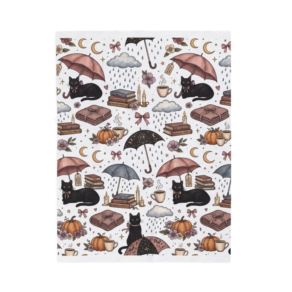 Witchy Black Cat Plush Blanket