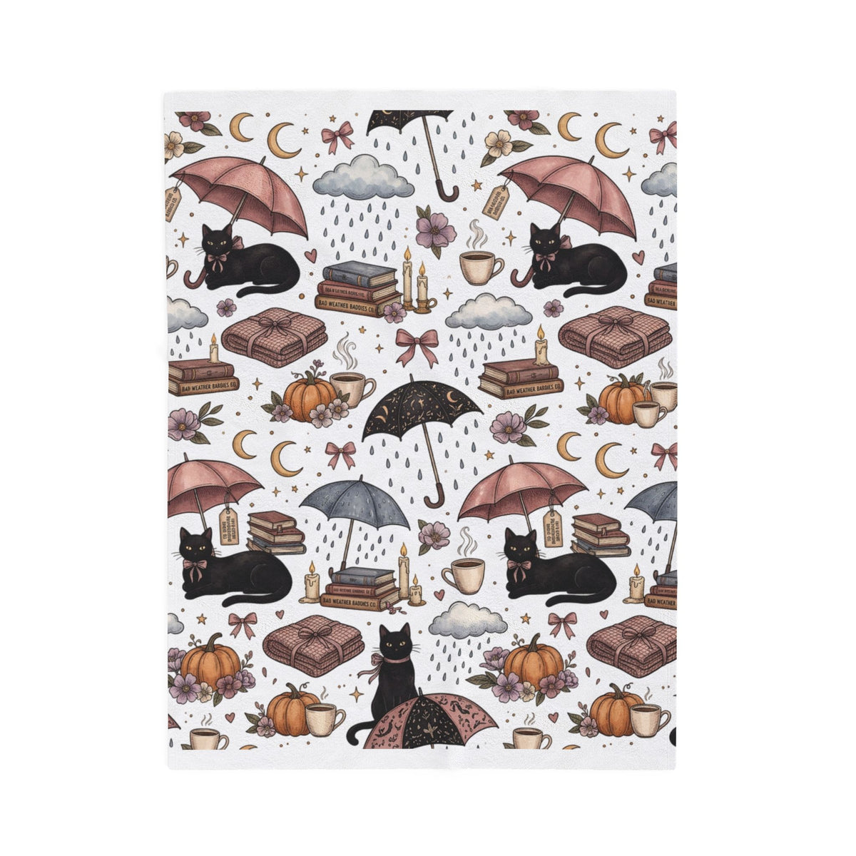 Witchy Black Cat Plush Blanket