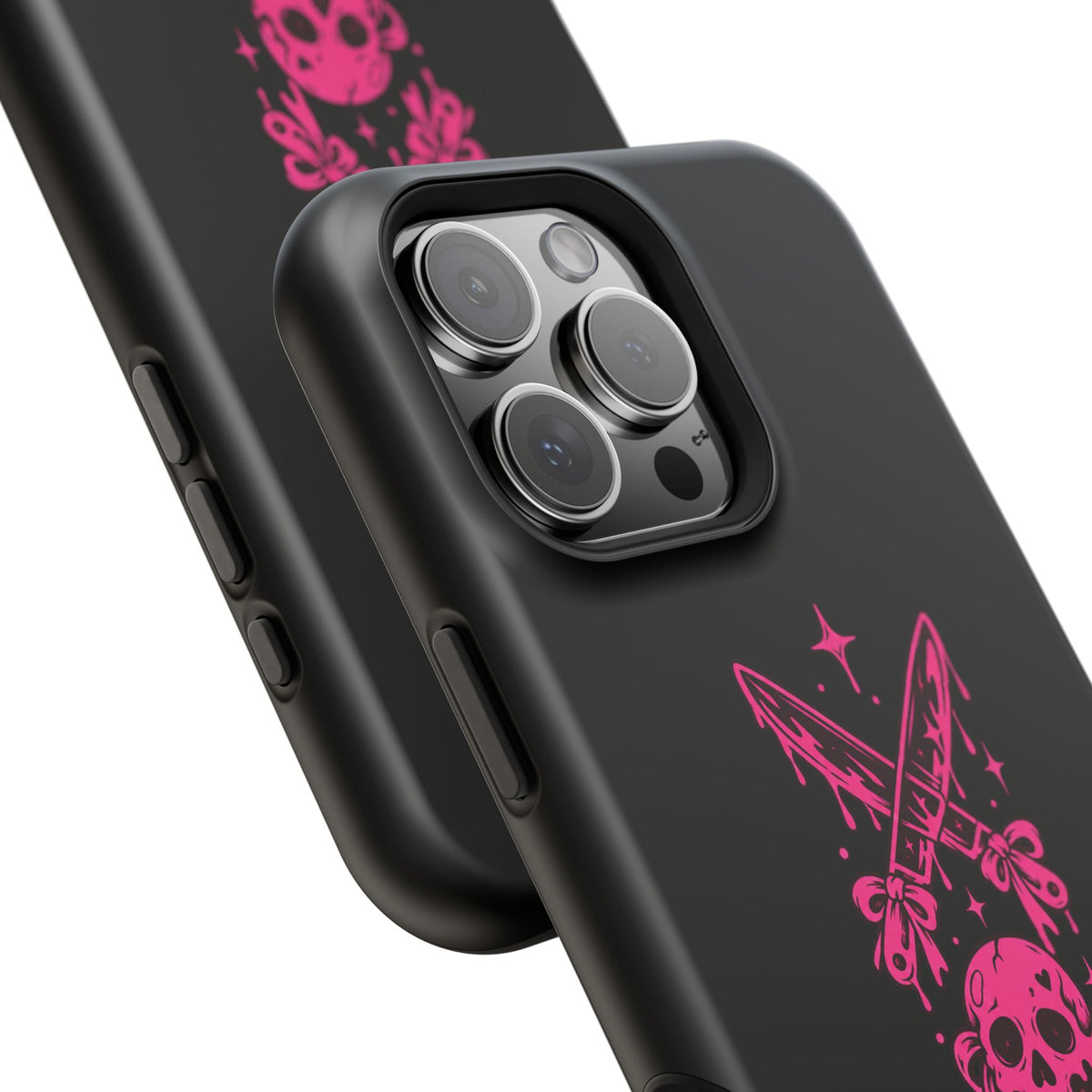 Pink Gothic Magnetic Impact Resistant Phone Case With Skull And Bows