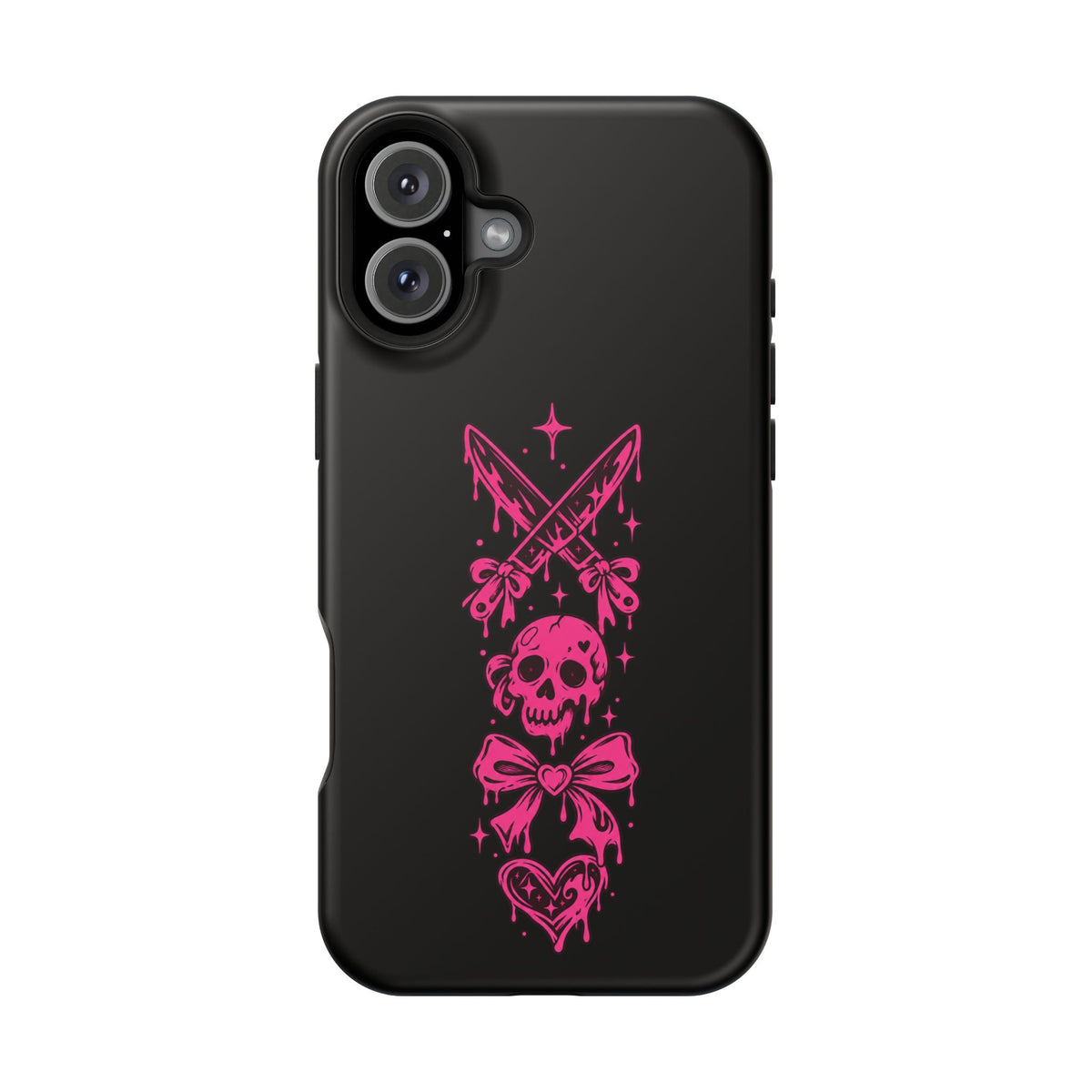 Pink Gothic Magnetic Impact Resistant Phone Case With Skull And Bows