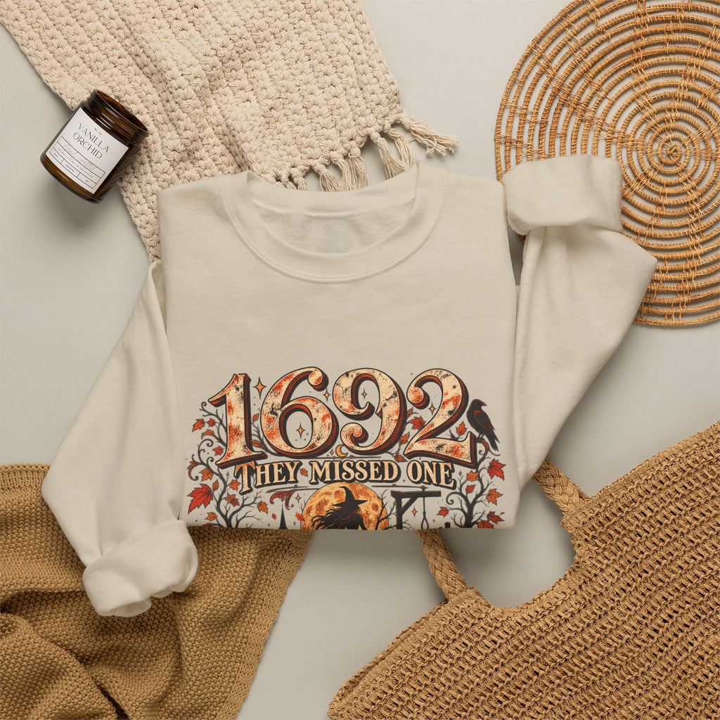 1692 They Missed One Witchy Salem Halloween Crewneck Sweatshirt