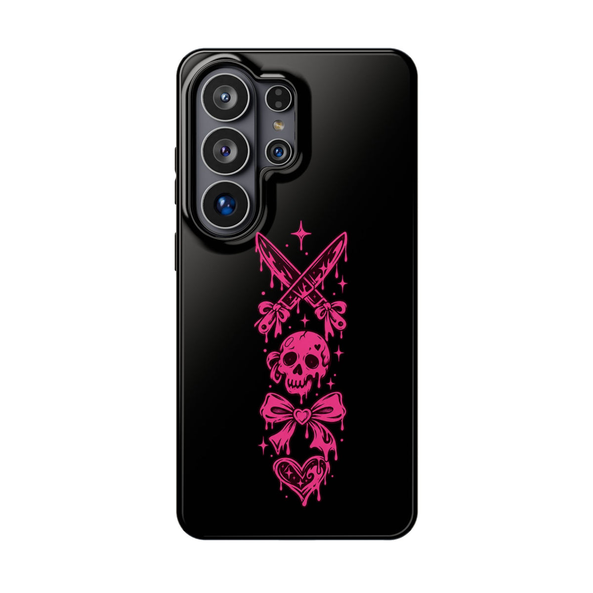 Pink Gothic Magnetic Impact Resistant Phone Case With Skull And Bows