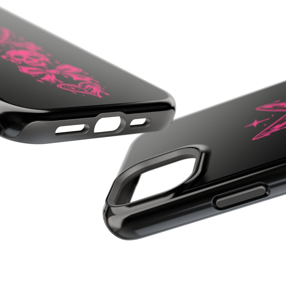 Pink Gothic Magnetic Impact Resistant Phone Case With Skull And Bows