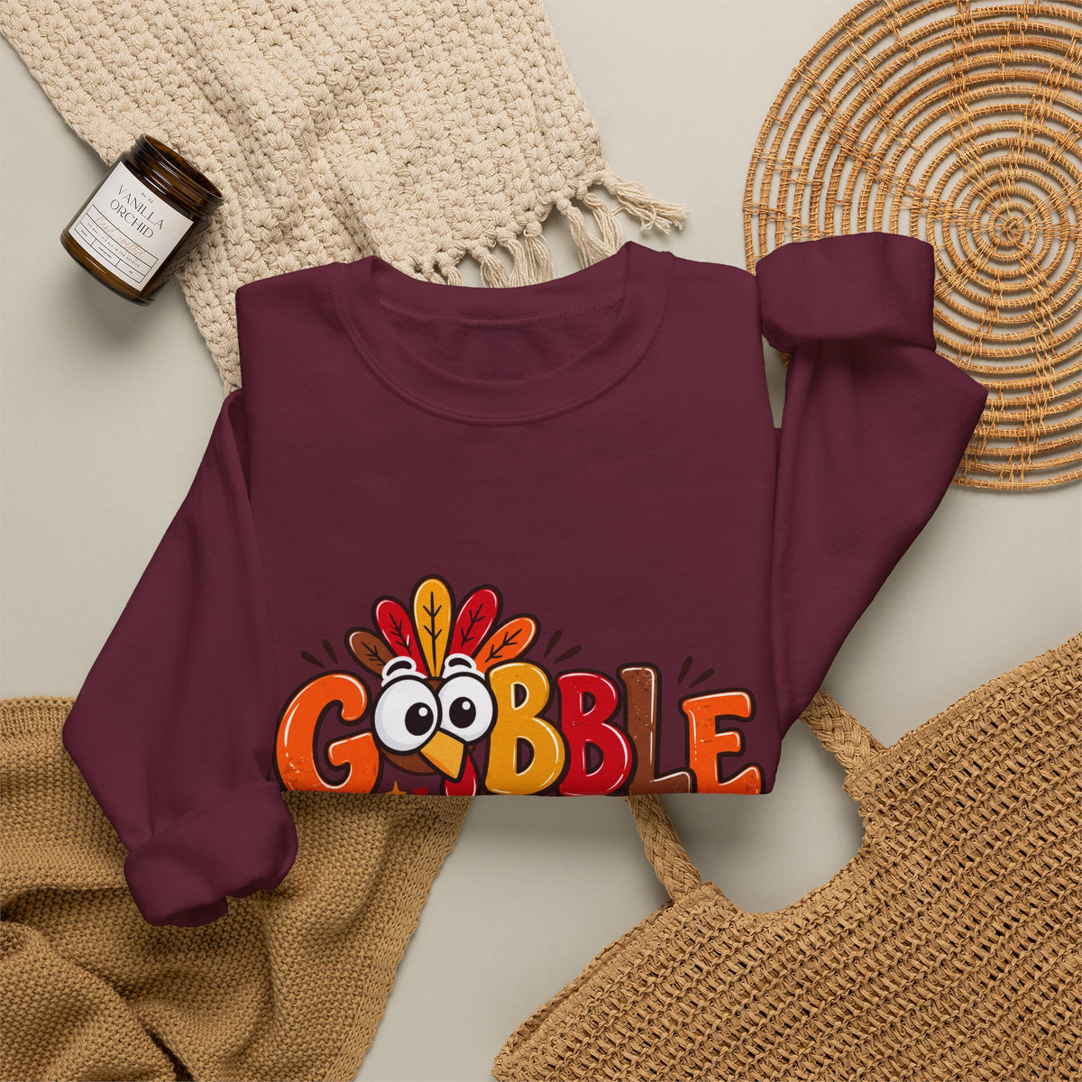 Gobble Till You Wobble Thanksgiving Turkey Unisex Crewneck Sweatshirt