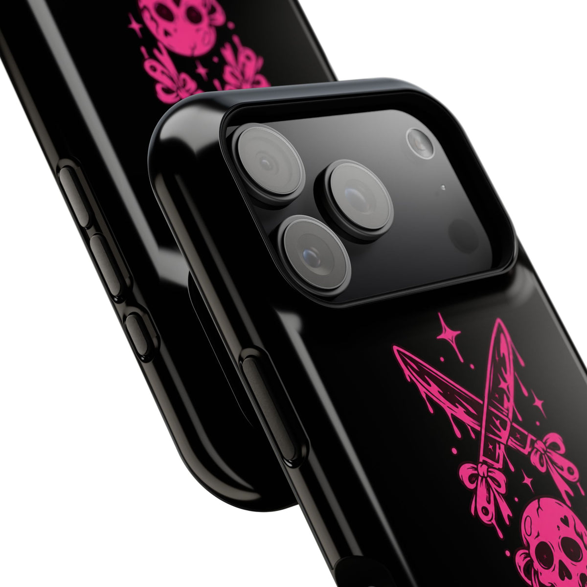 Pink Gothic Magnetic Impact Resistant Phone Case With Skull And Bows