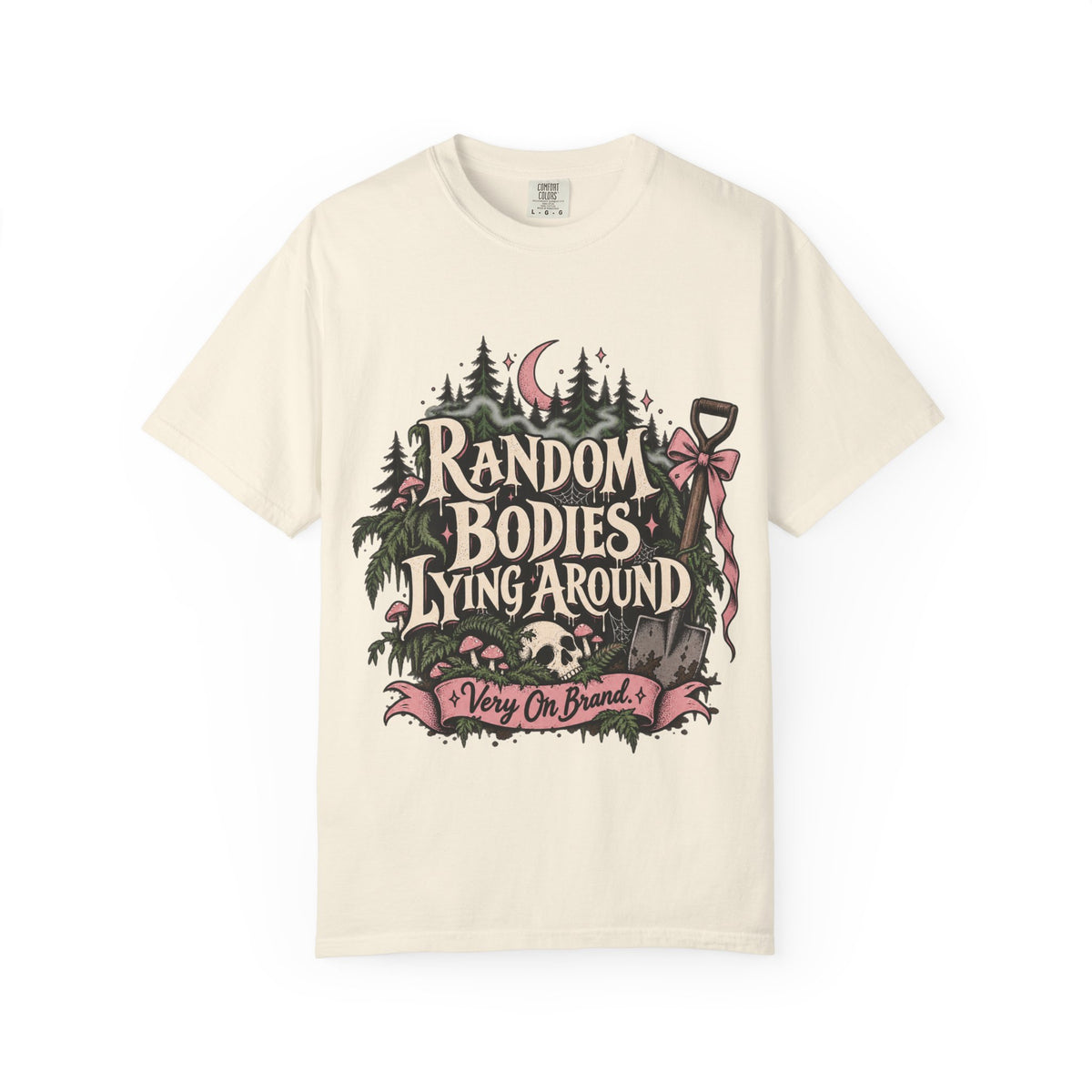 Random Bodies Lying Around Comfort Colors spooky tee mockup