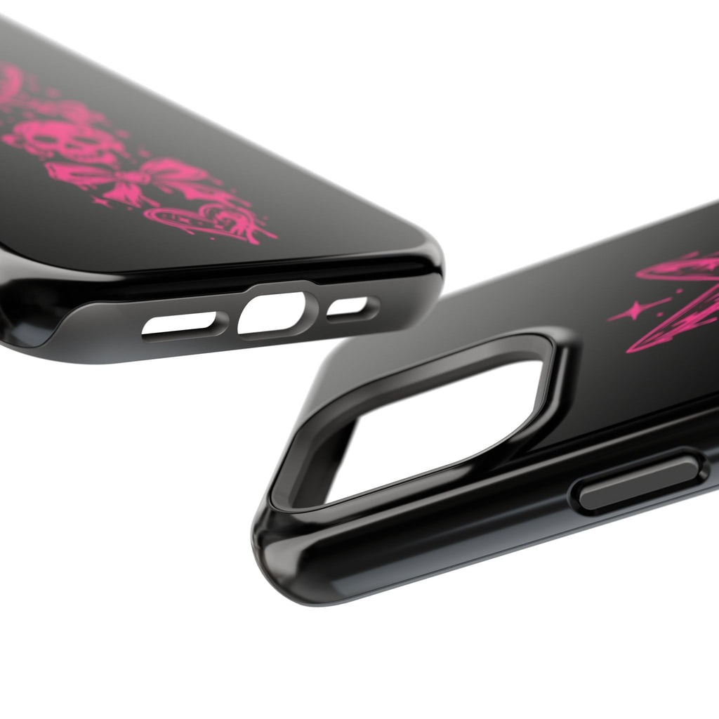 Pink Gothic Magnetic Impact Resistant Phone Case With Skull And Bows