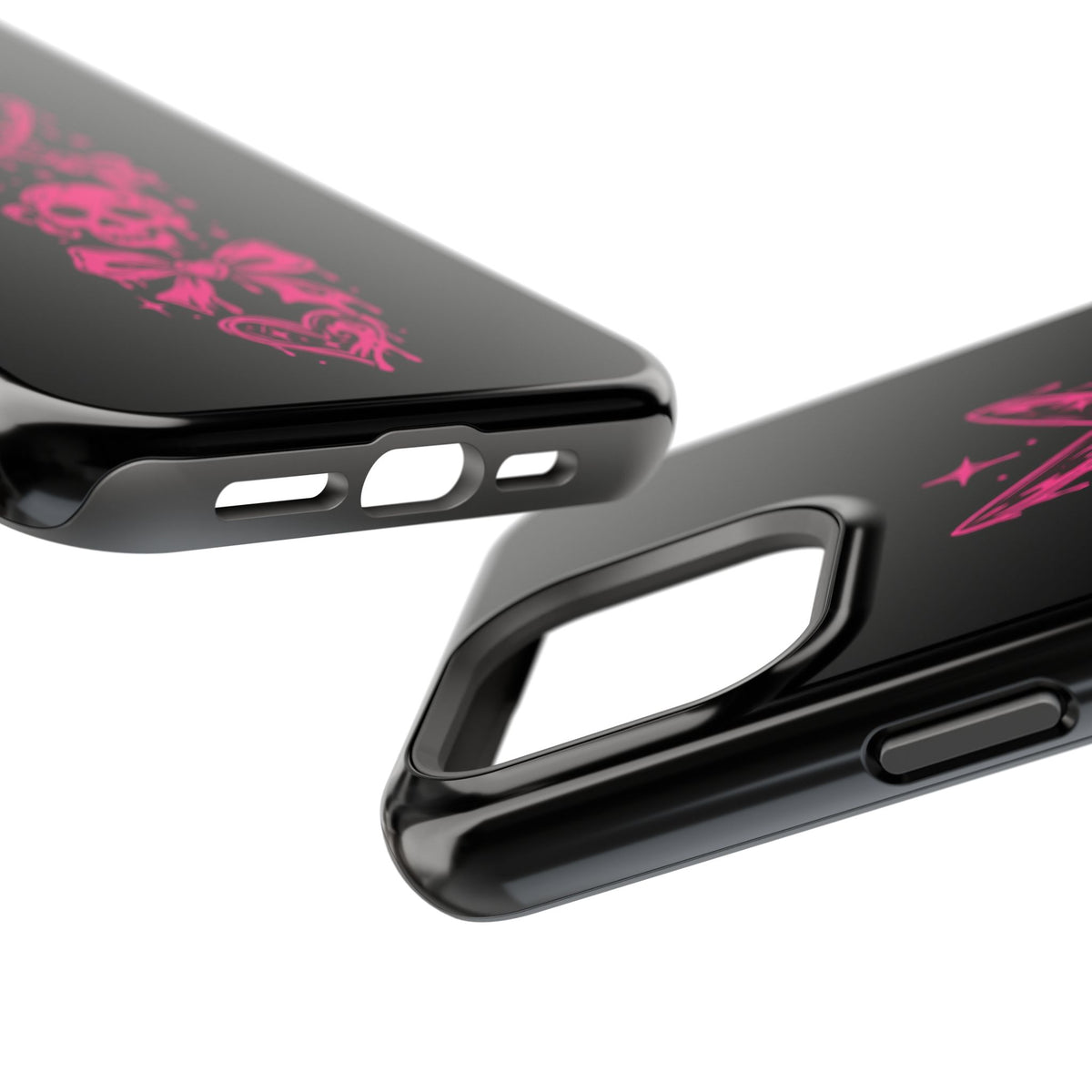 Pink Gothic Magnetic Impact Resistant Phone Case With Skull And Bows