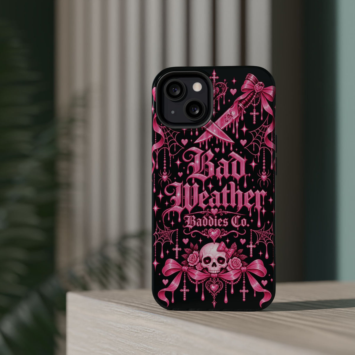 Pink Gothic Magnetic Phone Case With Impact Resistant Protection