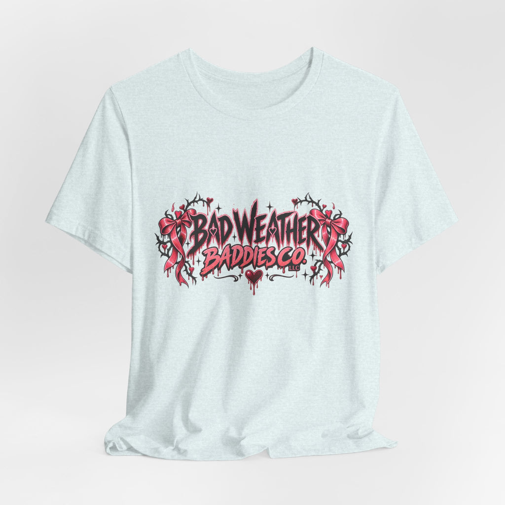 Bad Weather Baddies Co Gothic Pink Bow Signature Graphic Tee