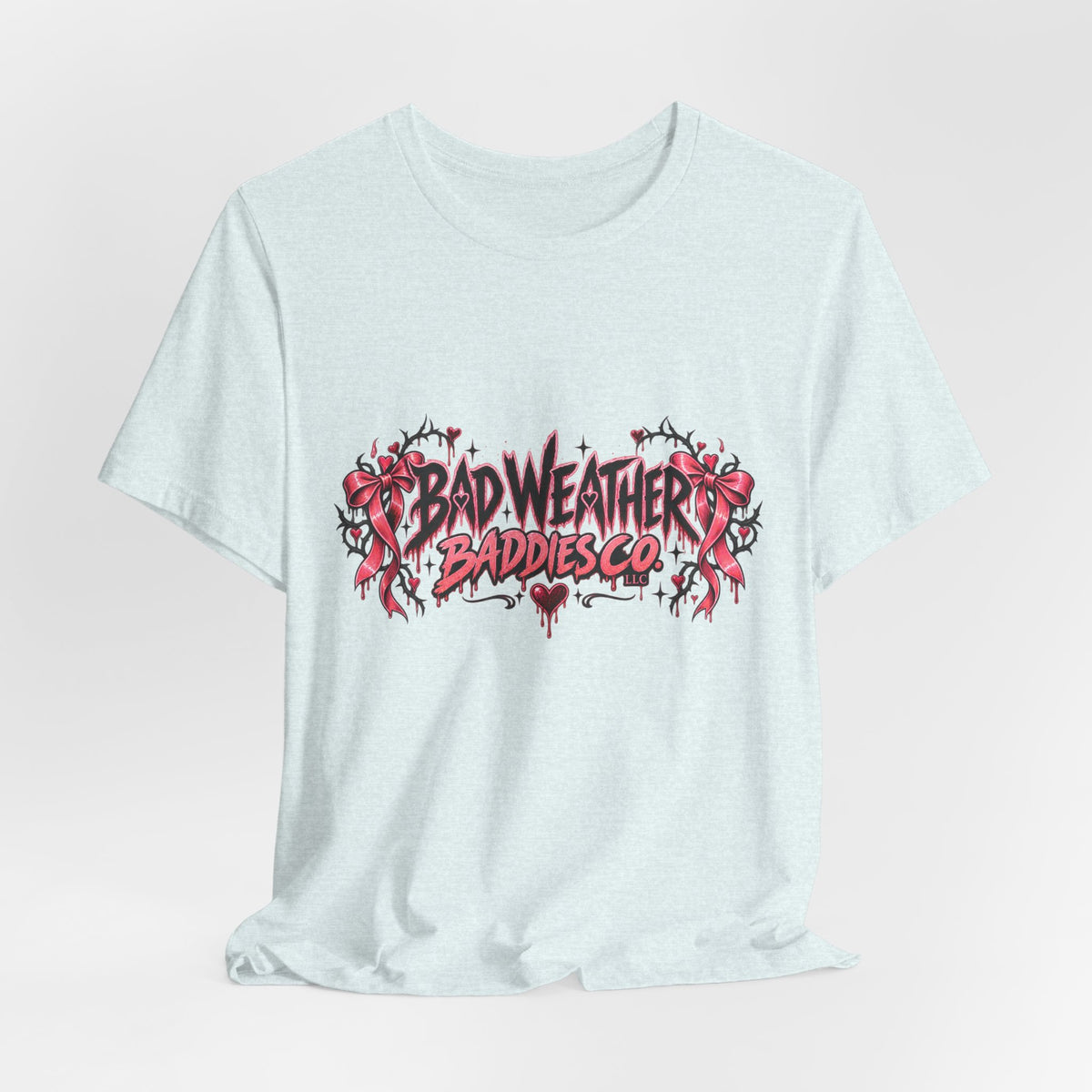 Bad Weather Baddies Co Gothic Pink Bow Signature Graphic Tee