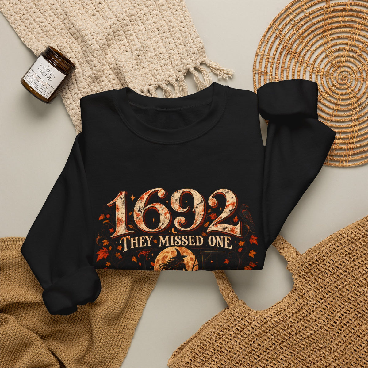 1692 They Missed One Witchy Salem Halloween Crewneck Sweatshirt