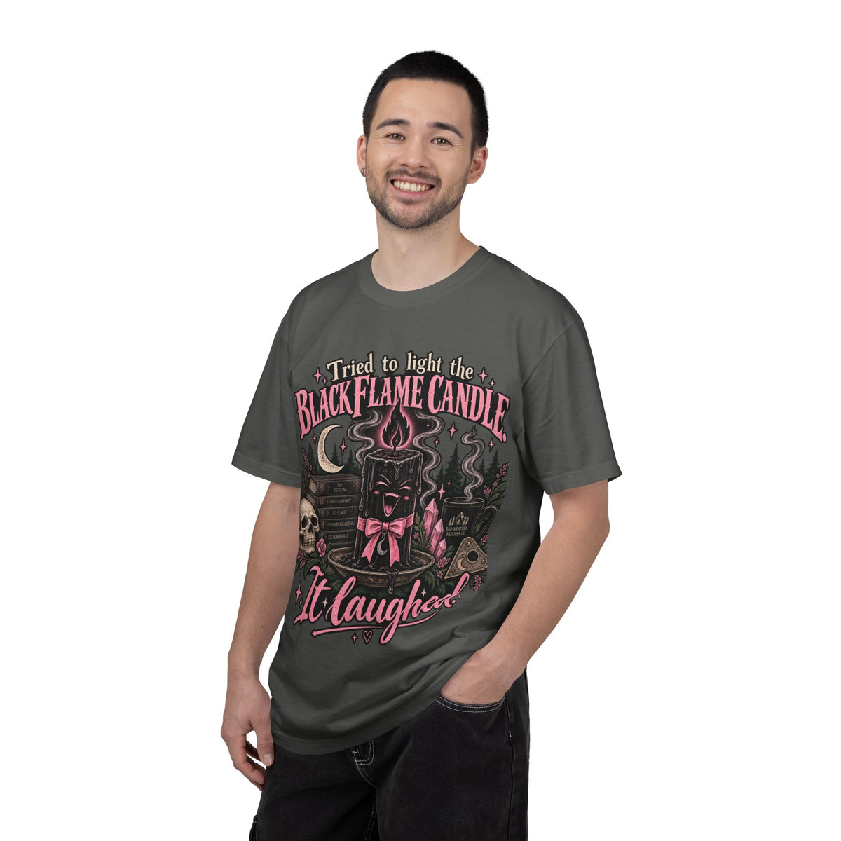 Tried to Light the Black Flame Candle — It Laughed Shirt | Funny Witchy Dating Tee Gothic Coquette Halloween Shirt Bad Weather Baddies Co.™