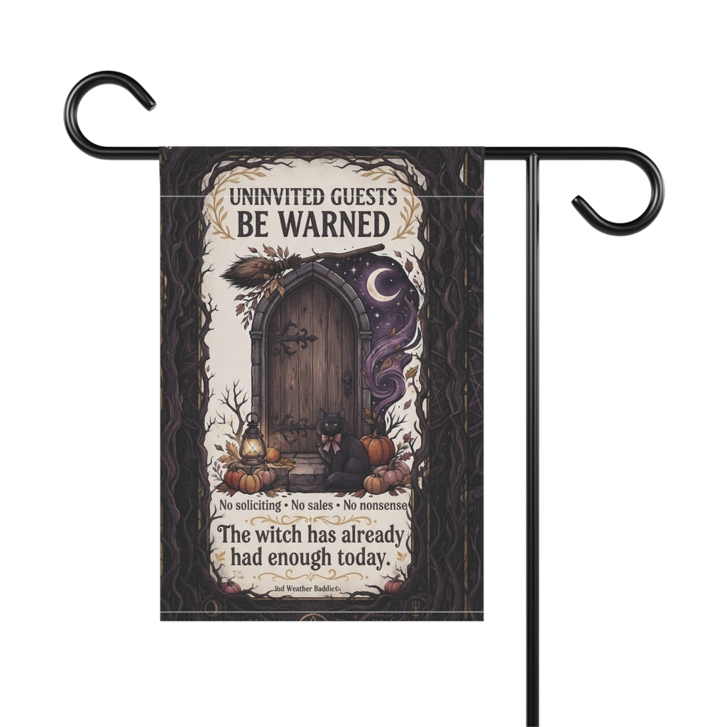 Uninvited Guests Be Warned Garden Flag | Funny Witchy No Soliciting Porch Decor