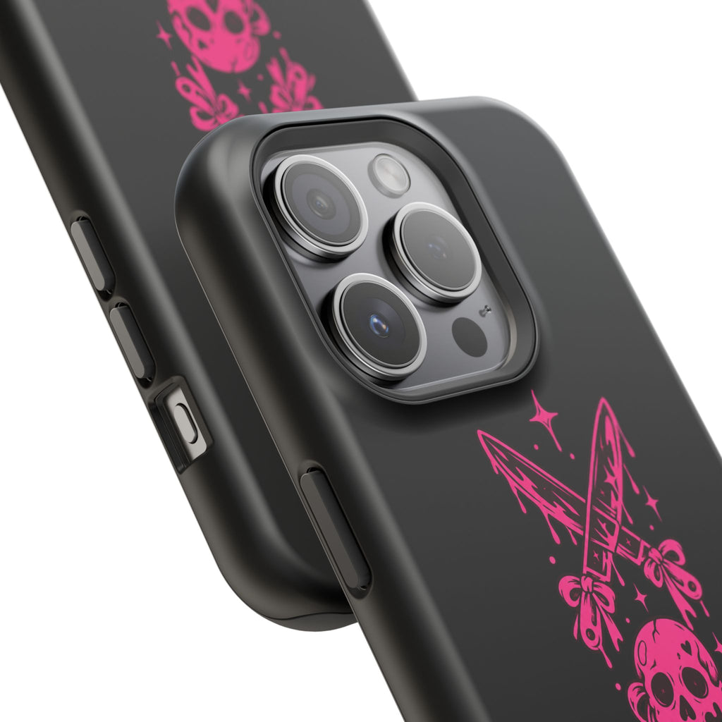 Pink Gothic Magnetic Impact Resistant Phone Case With Skull And Bows