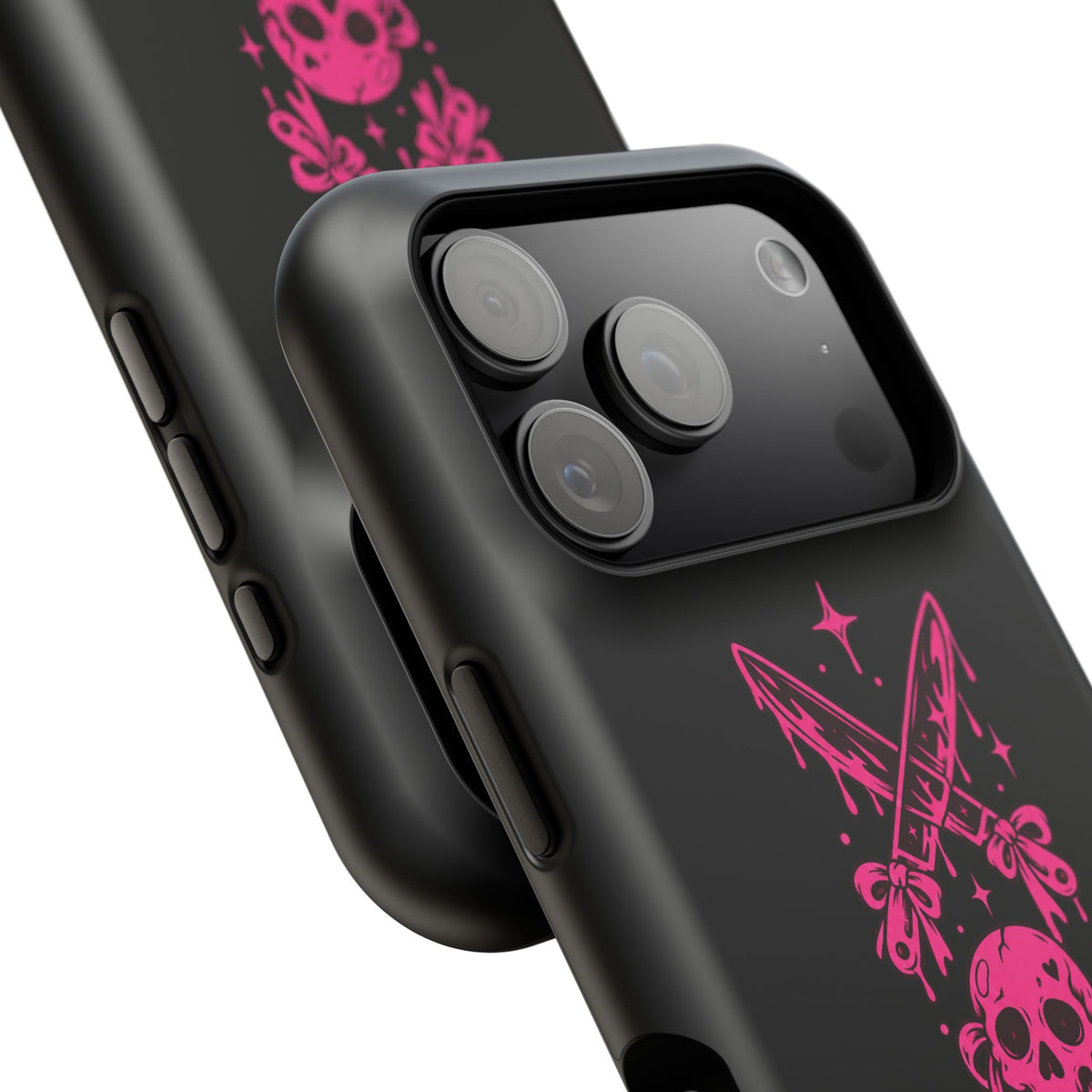 Pink Gothic Magnetic Impact Resistant Phone Case With Skull And Bows