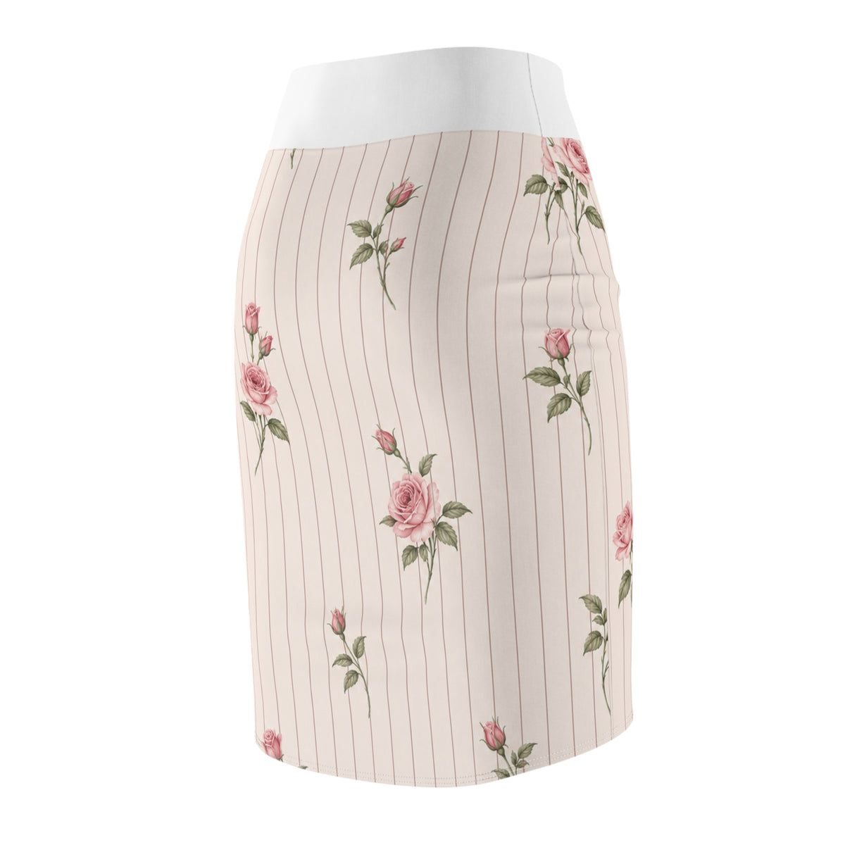 Rose & Pinstripe Coquette Pencil Skirt