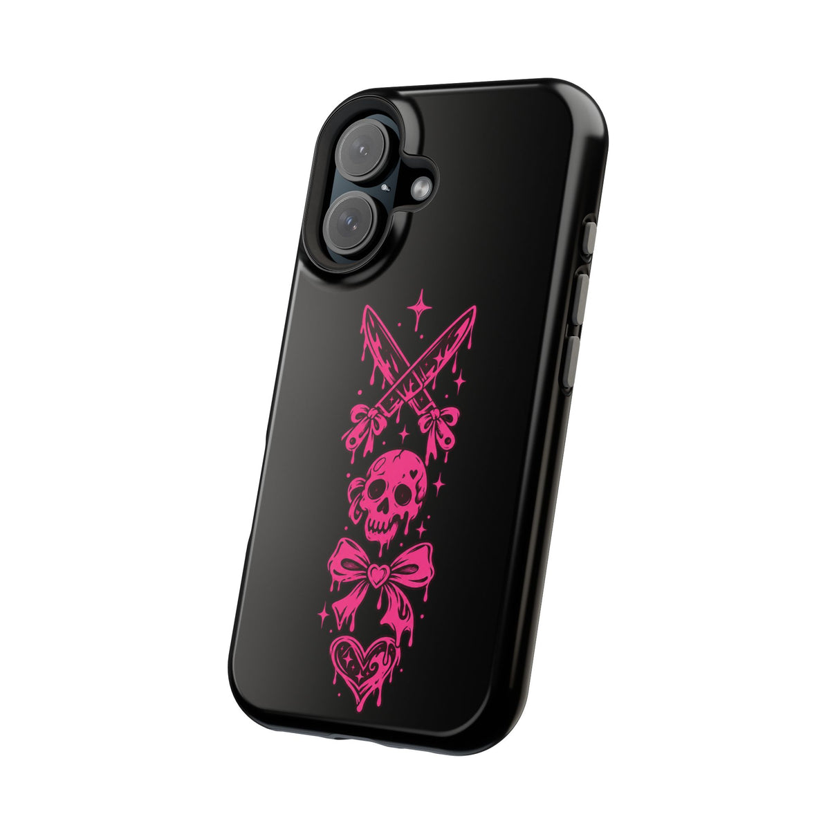 Pink Gothic Magnetic Impact Resistant Phone Case With Skull And Bows