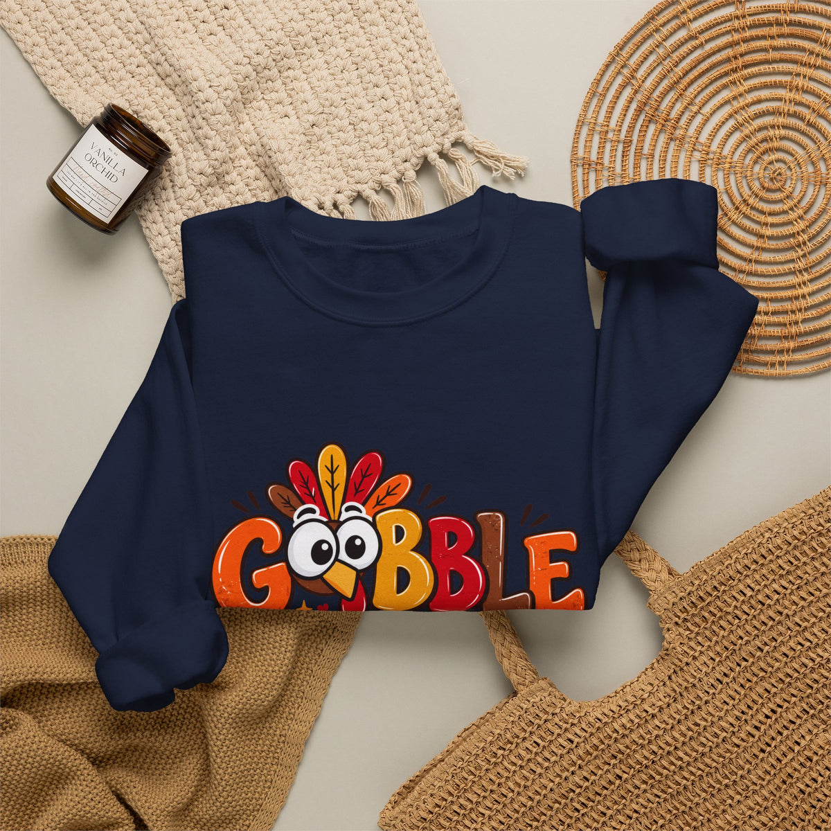 Gobble Till You Wobble Thanksgiving Turkey Unisex Crewneck Sweatshirt