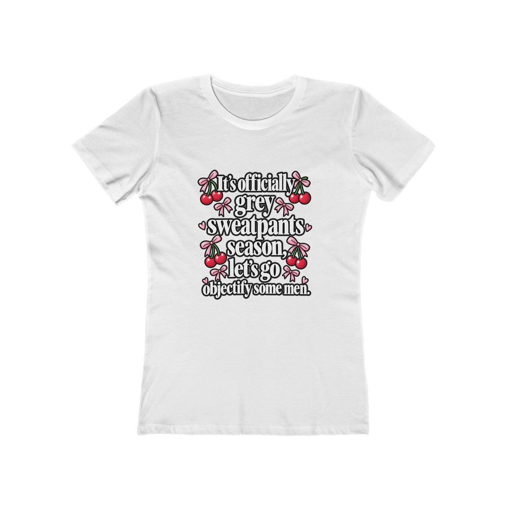 Womens Grey Sweatpants Season Funny Cherry Coquette Boyfriend Tee Shirt