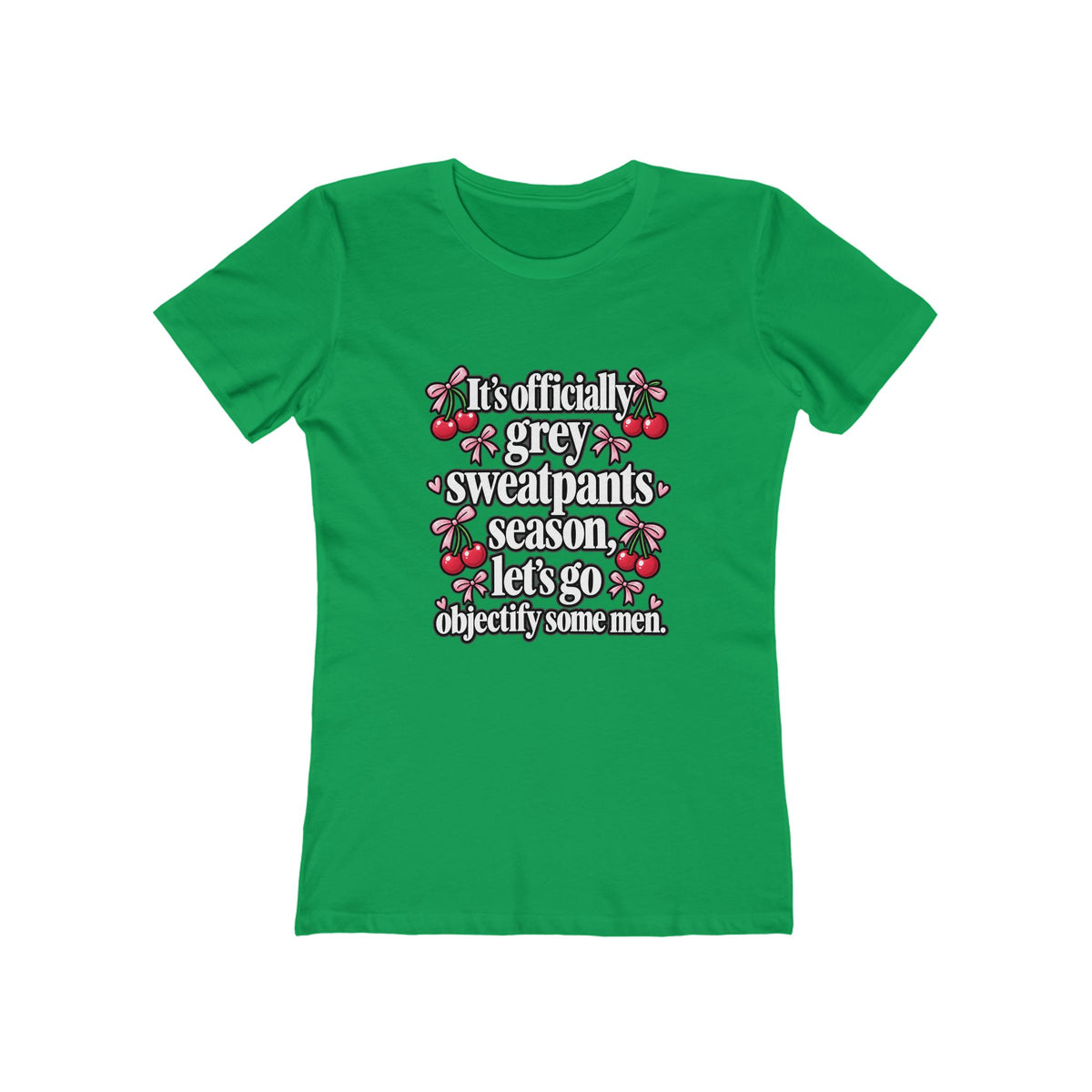 Womens Grey Sweatpants Season Funny Cherry Coquette Boyfriend Tee Shirt