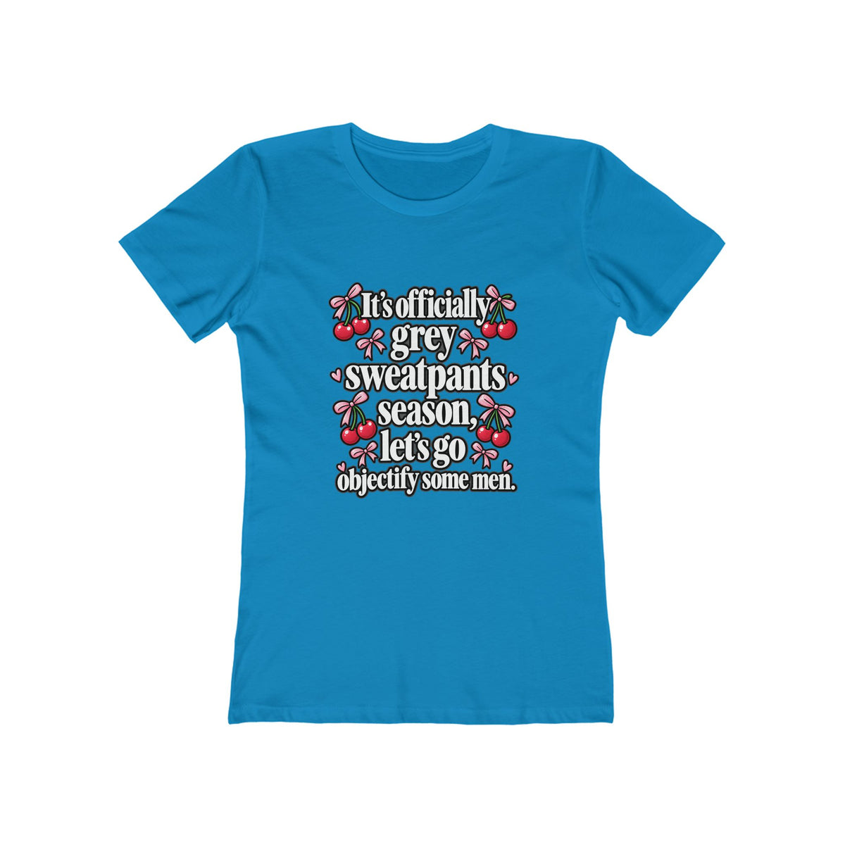 Womens Grey Sweatpants Season Funny Cherry Coquette Boyfriend Tee Shirt