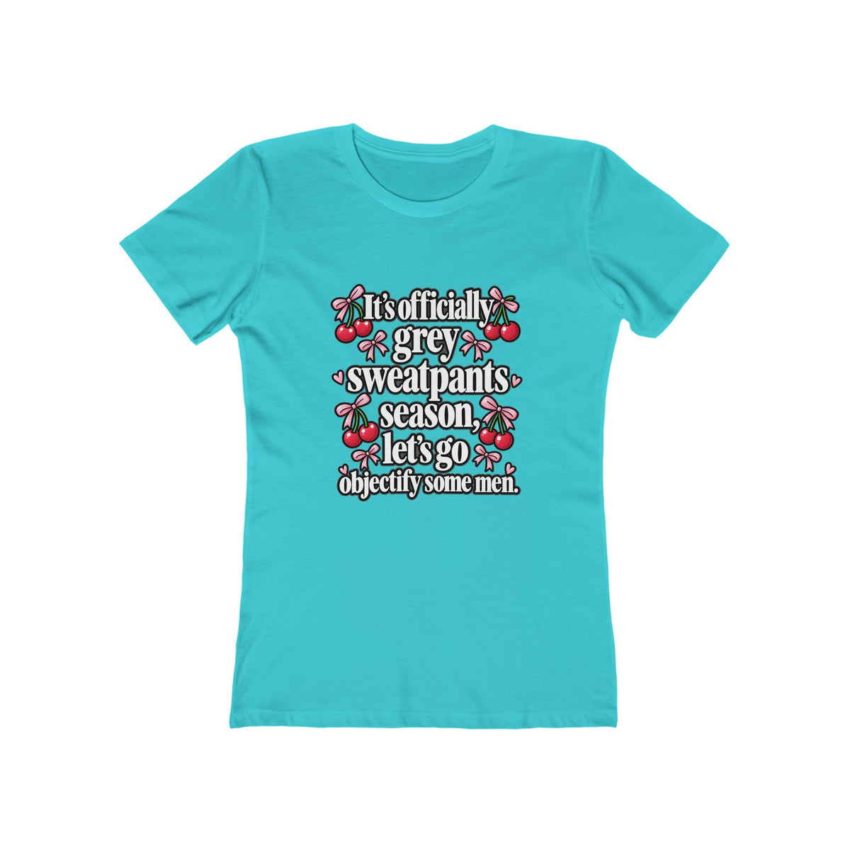 Womens Grey Sweatpants Season Funny Cherry Coquette Boyfriend Tee Shirt