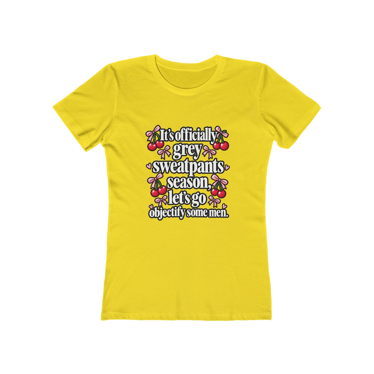 Womens Grey Sweatpants Season Funny Cherry Coquette Boyfriend Tee Shirt