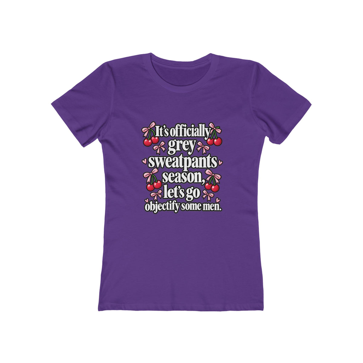 Womens Grey Sweatpants Season Funny Cherry Coquette Boyfriend Tee Shirt