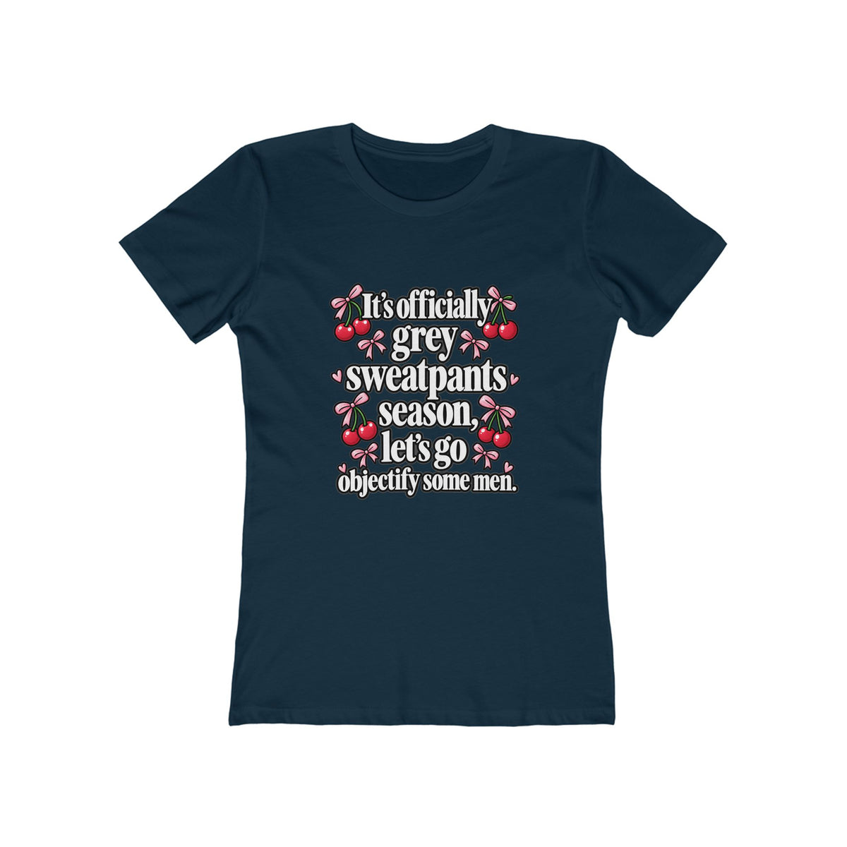 Womens Grey Sweatpants Season Funny Cherry Coquette Boyfriend Tee Shirt