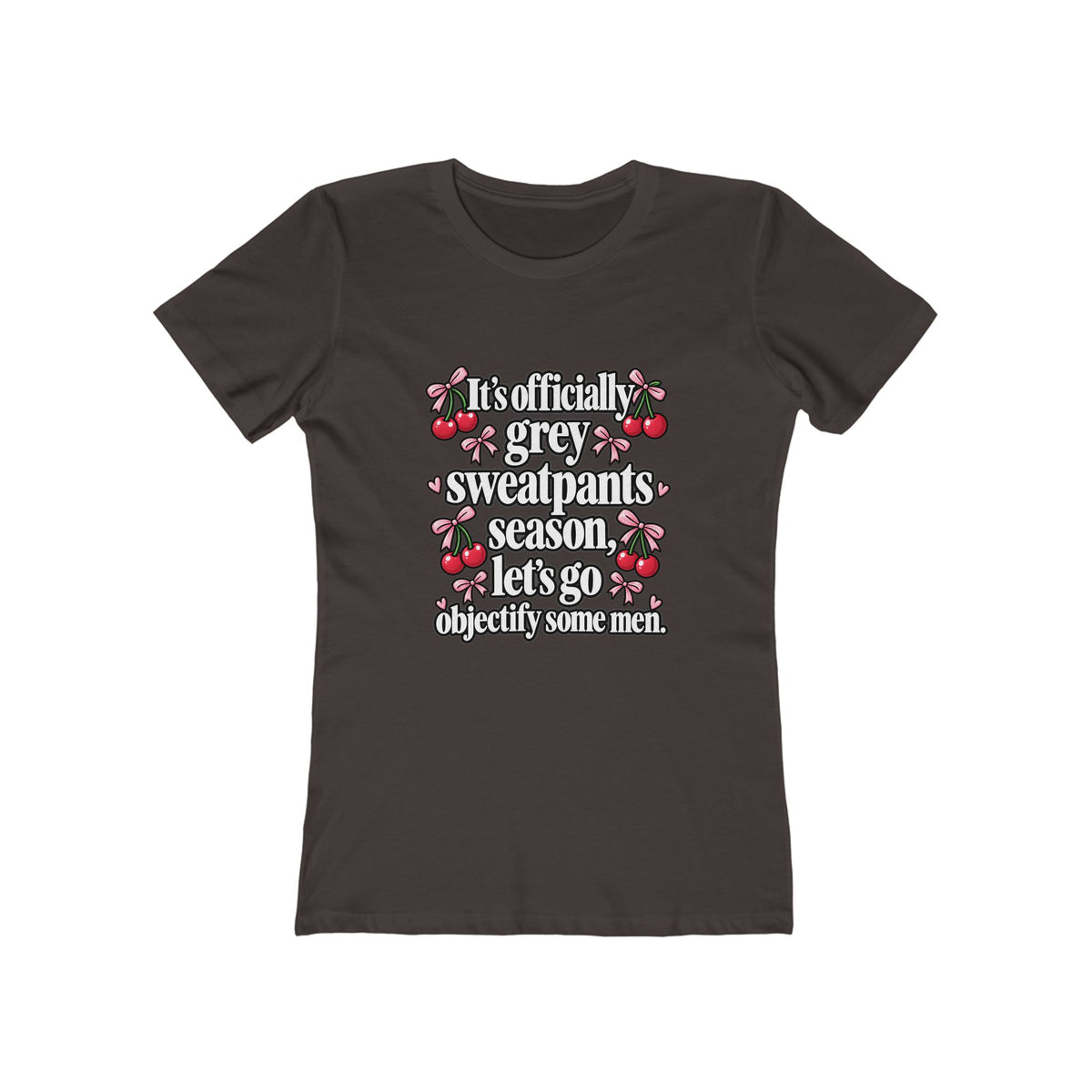 Womens Grey Sweatpants Season Funny Cherry Coquette Boyfriend Tee Shirt