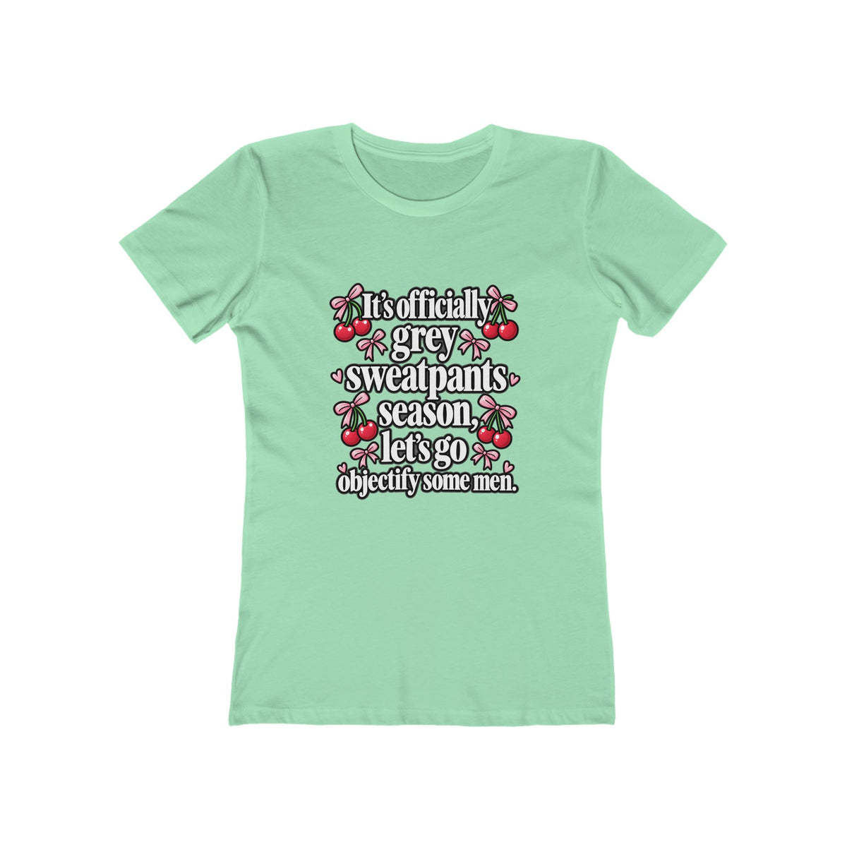 Womens Grey Sweatpants Season Funny Cherry Coquette Boyfriend Tee Shirt