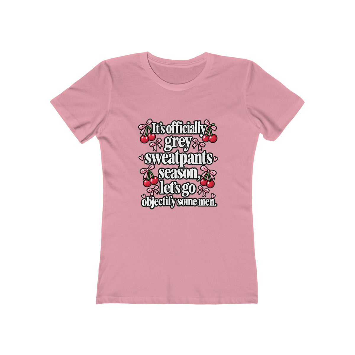 Womens Grey Sweatpants Season Funny Cherry Coquette Boyfriend Tee Shirt