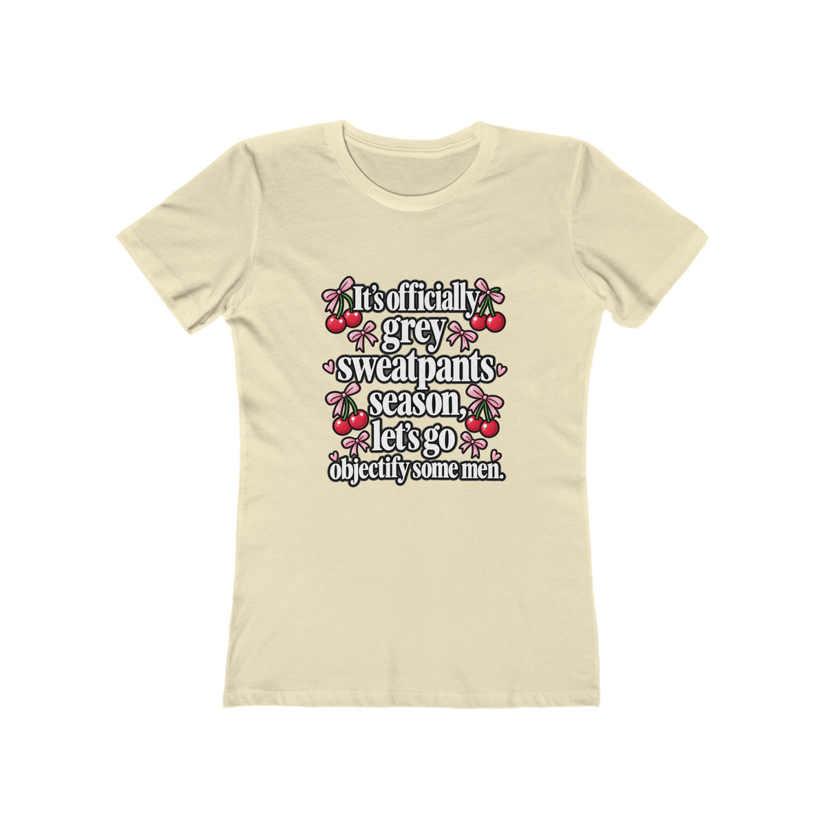 Womens Grey Sweatpants Season Funny Cherry Coquette Boyfriend Tee Shirt