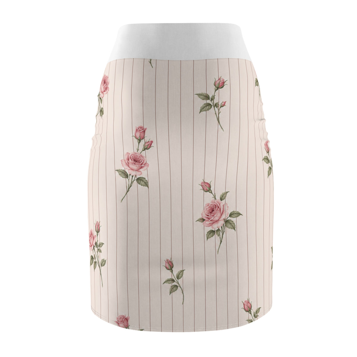 Rose & Pinstripe Coquette Pencil Skirt