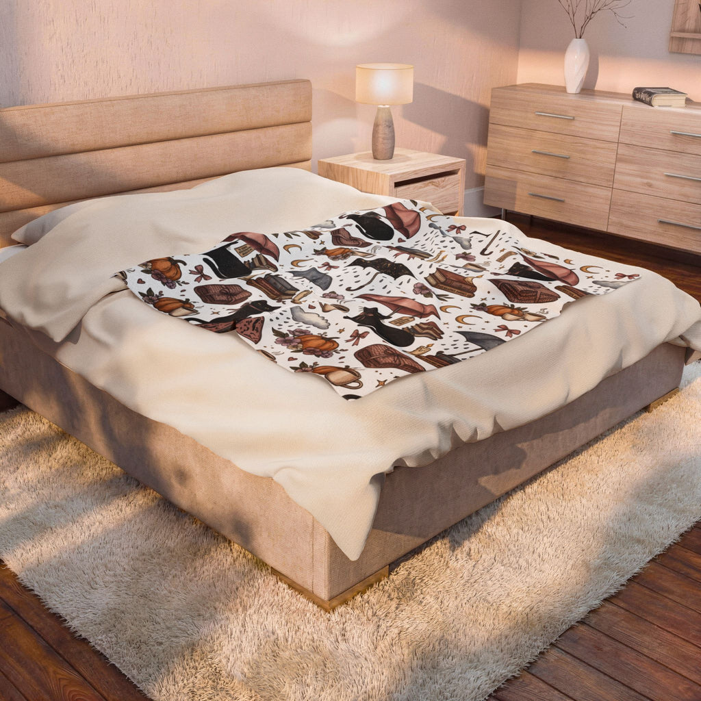 Witchy Black Cat Plush Blanket