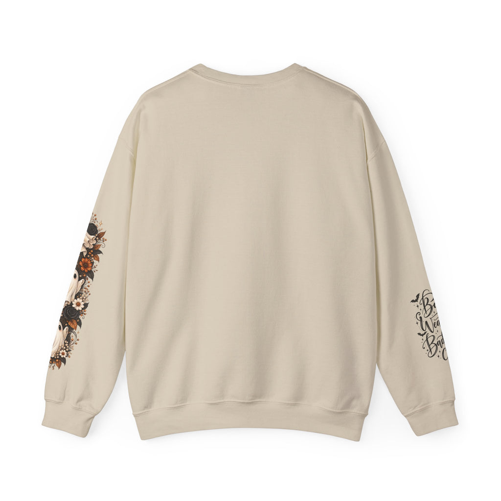 A Girl Gotta Have Options Witchy Halloween Broom Print Crewneck Sweatshirt