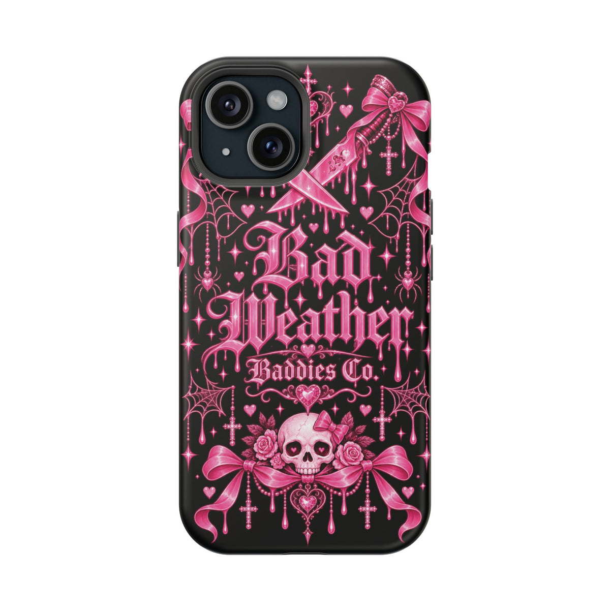 Pink Gothic Magnetic Phone Case With Impact Resistant Protection