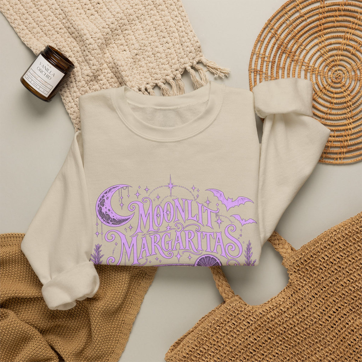 Moonlit Margaritas Witchy Unisex Crewneck Sweatshirt With Celestial Design