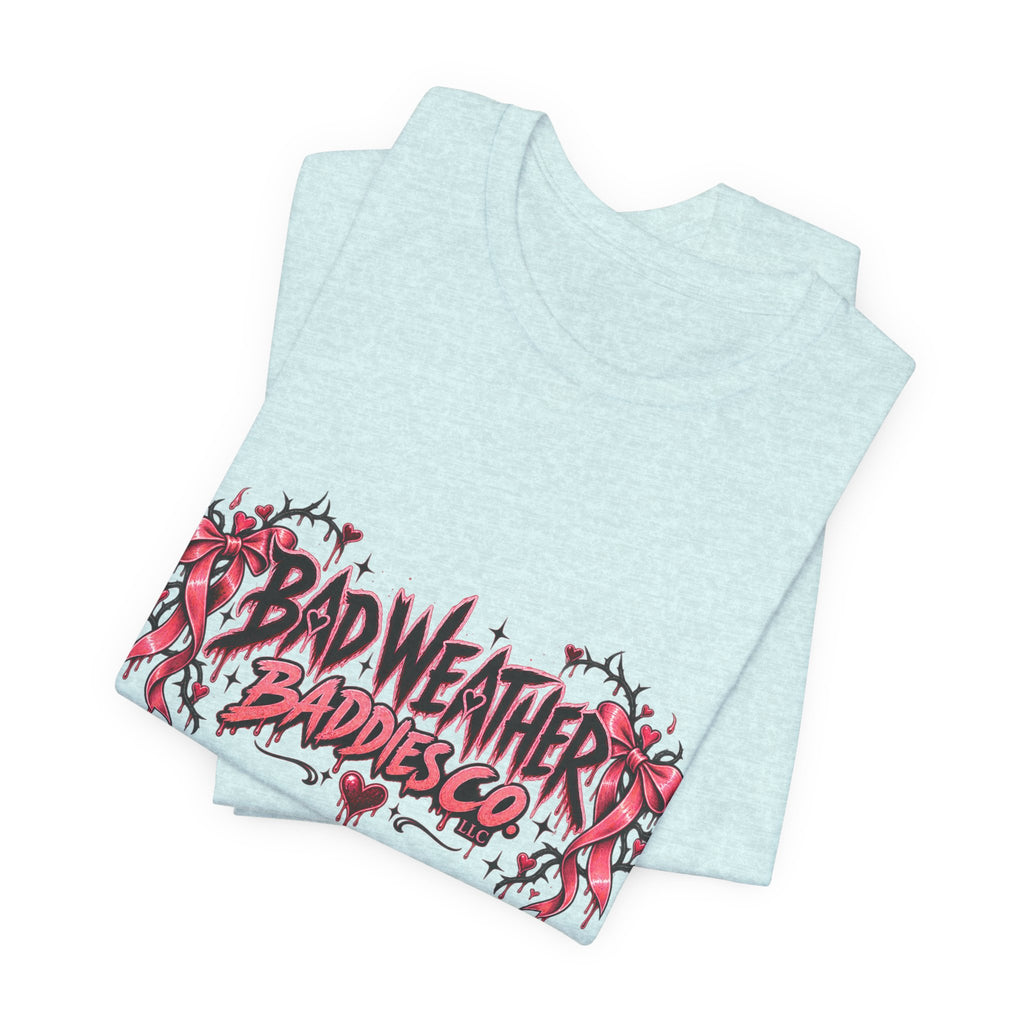 Bad Weather Baddies Co Gothic Pink Bow Signature Graphic Tee