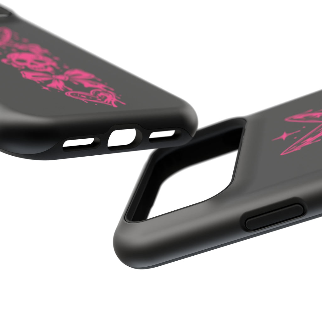 Pink Gothic Magnetic Impact Resistant Phone Case With Skull And Bows