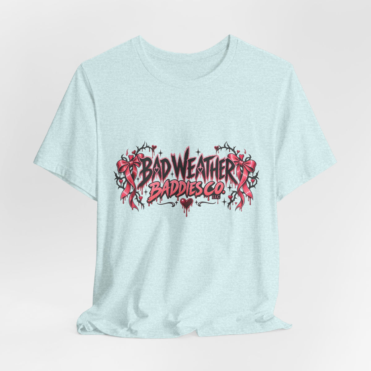 Bad Weather Baddies Co Gothic Pink Bow Signature Graphic Tee