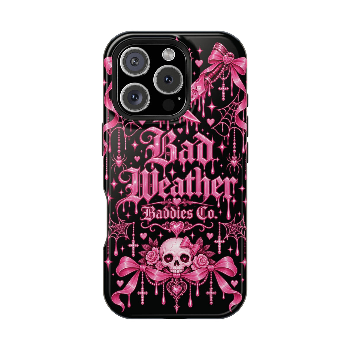 Pink Gothic Magnetic Phone Case With Impact Resistant Protection